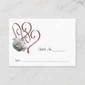 ホワイトローズ結婚ハートテーブル プレイスカード (正面)