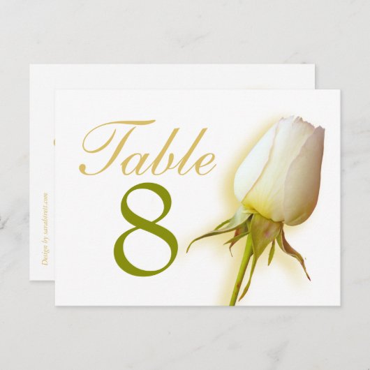 ホワイトローズ結婚バドのテーブル番号1-9はがき ポストカード (正面/裏面)