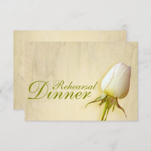 ホワイトローズ結婚バドのリハーサル招待状 招待状 (正面/裏面)