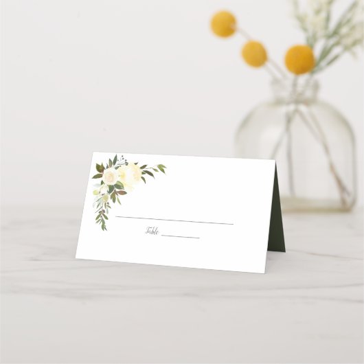 ホワイトローズ結婚フローラ |オリーブグリーン プレイスカード (正面)