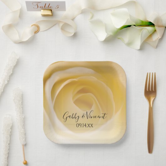 ホワイトローズ結婚フローラ ペーパープレート (ウェディング)