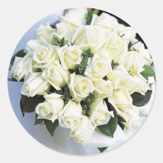 ホワイトローズ結婚封筒用シールシール ラウンドシール (正面)