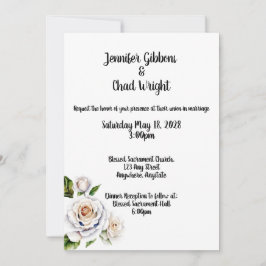 ホワイトローズ結婚式招待状、5 x 7インチ 招待状