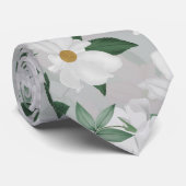 ホワイトローズ絵画フローラ ネクタイ (ロール)
