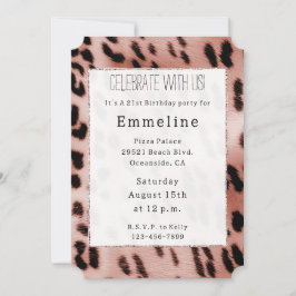 ホワイトローズ赤面ピンクヒョウ 招待状