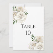 ホワイトローズ金ゴールドエレガントなウェディングテーブルナンバーカード (裏面)