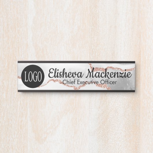 ホワイトローズ金ゴールドオフィスのドアの看板シンボルや象徴名プレート サインプレート (正面)