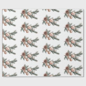 ホワイトローズ金ゴールドオーナメントクリスマス ラッピングペーパー (フラット)