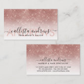 ホワイトローズ金ゴールドグラデーショングリッターメイクアップヘアサロン 名刺 (正面/裏面)