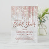 ホワイトローズ金ゴールドグリッターパールマーブルブライダルシャワー 招待状 (スタンド正面)