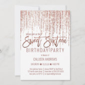 ホワイトローズ金ゴールドグリッターフリンジカーテンスウィート16 招待状 (正面)