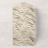 ホワイトローズ金ゴールドゼブラアニマルプリント オールインワン招待状 (外側)