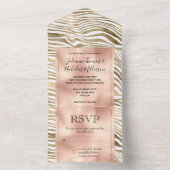 ホワイトローズ金ゴールドゼブラアニマルプリント オールインワン招待状 (内側)