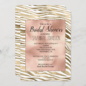 ホワイトローズ金ゴールドゼブラアニマルプリント 招待状 (正面/裏面)