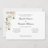 ホワイトローズ金ゴールドトリムエレガントなウェディングリハーサル 招待状 (正面)