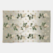 ホワイトローズ金ゴールドハートキッチンタオル キッチンタオル (横)