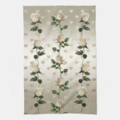 ホワイトローズ金ゴールドハートキッチンタオル キッチンタオル (縦)