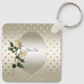 ホワイトローズ金ゴールドハートキーチェーン キーホルダー (裏面)