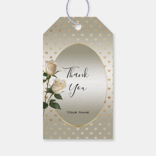 ホワイトローズ金ゴールドハートギフトラベル ギフトタグ (裏面)