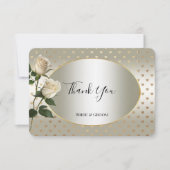 ホワイトローズ金ゴールドハートサンキューカード サンキューカード (正面)