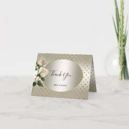 ホワイトローズ金ゴールドハートサンキューカード サンキューカード