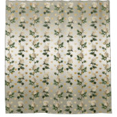 ホワイトローズ金ゴールドハートシャワーカーテン シャワーカーテン (正面)