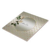 ホワイトローズ金ゴールドハートセラミックタイル タイル (側面)