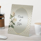 ホワイトローズ金ゴールドハートテーブルトップシンボルや象徴 台座サイン (インサイチュ)