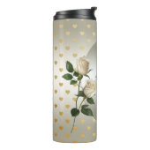 ホワイトローズ金ゴールドハートフローラサーマルタンブラー タンブラー (回転左)