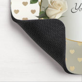 ホワイトローズ金ゴールドハートマウスパッド マウスパッド (コーナー)