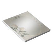 ホワイトローズ金ゴールドハートメモ帳 ノートパッド (アングル)