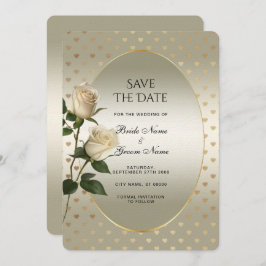 ホワイトローズ金ゴールドハート保存日 セーブザデート