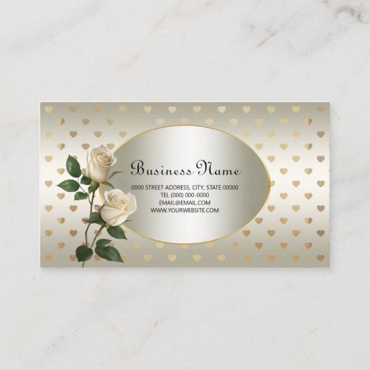 ホワイトローズ金ゴールドハート名刺 名刺 (裏面)