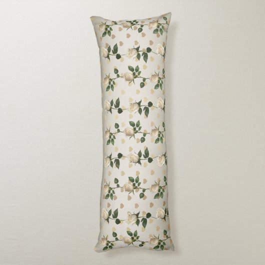 ホワイトローズ金ゴールドハート抱き枕 ボディピロー (裏面 (縦))