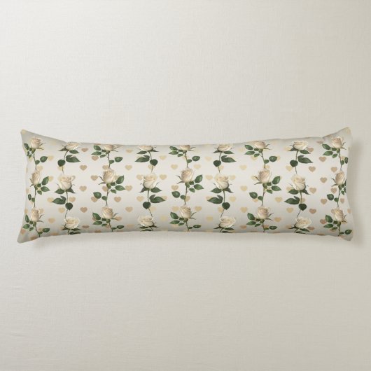 ホワイトローズ金ゴールドハート抱き枕 ボディピロー (正面)