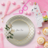 ホワイトローズ金ゴールドハート紙プレート ペーパープレート (パーティー)