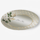 ホワイトローズ金ゴールドハート紙プレート ペーパープレート (アングル)