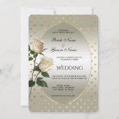 ホワイトローズ金ゴールドハート結婚式招待状 招待状 (正面)