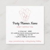 ホワイトローズ金ゴールドバルーンイベント団体や組織 スクエア名刺 (裏面)