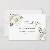 ホワイトローズ金ゴールドフローラエレガントウェディング サンキューカード (正面)