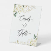 ホワイトローズ金ゴールドフローラカードとギフトテーブルの看板 台座サイン (正面)