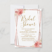 ホワイトローズ金ゴールドフローラブライダルシャワー 招待状 (正面)