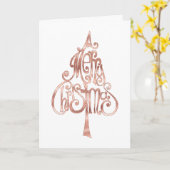 ホワイトローズ金ゴールドメリークリスマスツリー カード (黄色い花)