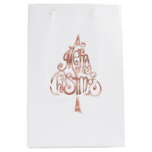 ホワイトローズ金ゴールドメリークリスマスツリー ミディアムペーパーバッグ (正面)