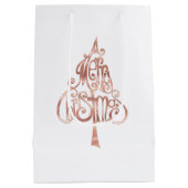 ホワイトローズ金ゴールドメリークリスマスツリー ミディアムペーパーバッグ (裏面)