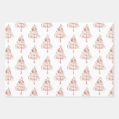 ホワイトローズ金ゴールドメリークリスマスツリー ラッピングペーパーシート (正面)