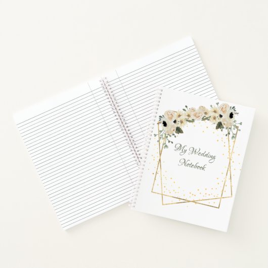 ホワイトローズ金ゴールド幾何学模様プランナー手帳 ノートブック (内部)