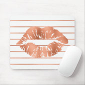 ホワイトローズ金ゴールド赤面銅ストライプキス マウスパッド (マウス)