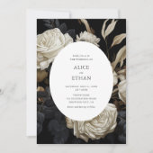 ホワイトローズ開花ドライ離れズダーク結婚ズ 招待状 (正面)