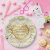 ホワイトローズ50結婚周年記念 ペーパープレート (パーティー)